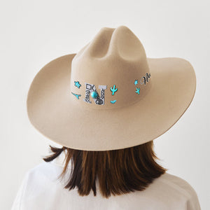 Western Style Initial Letter - Personalized Cowgirl Wide Brim Cowboy Hat