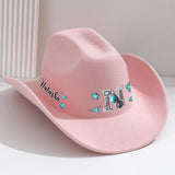 Western Style Initial Letter - Personalized Cowgirl Wide Brim Cowboy Hat