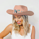Western Style Initial Letter - Personalized Cowgirl Wide Brim Cowboy Hat
