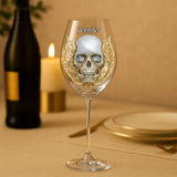 High Class Skull Art - Personalized Skull Wine Glass With Long Stem