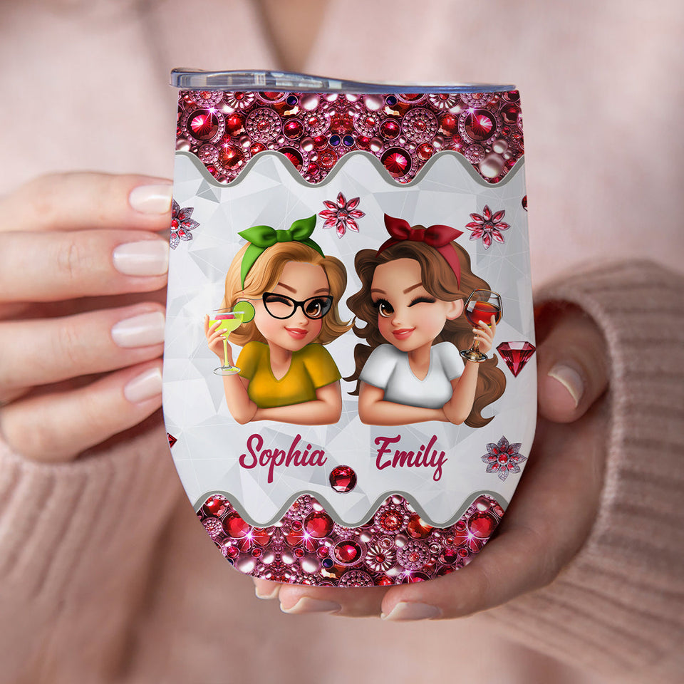 Good Friends Wine Together - Personalized Bestie Wine Tumbler