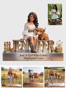 Just A Girl Who Loves Highland Cows - Personalized Highland Cow Custom Shaped Acrylic Plaque