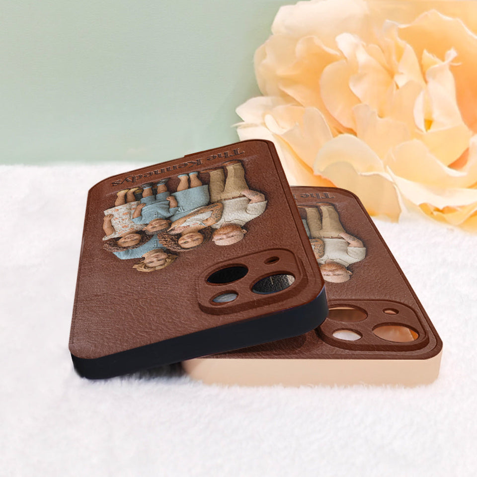 Custom Any Photo - Personalized Family Leather Phone Case