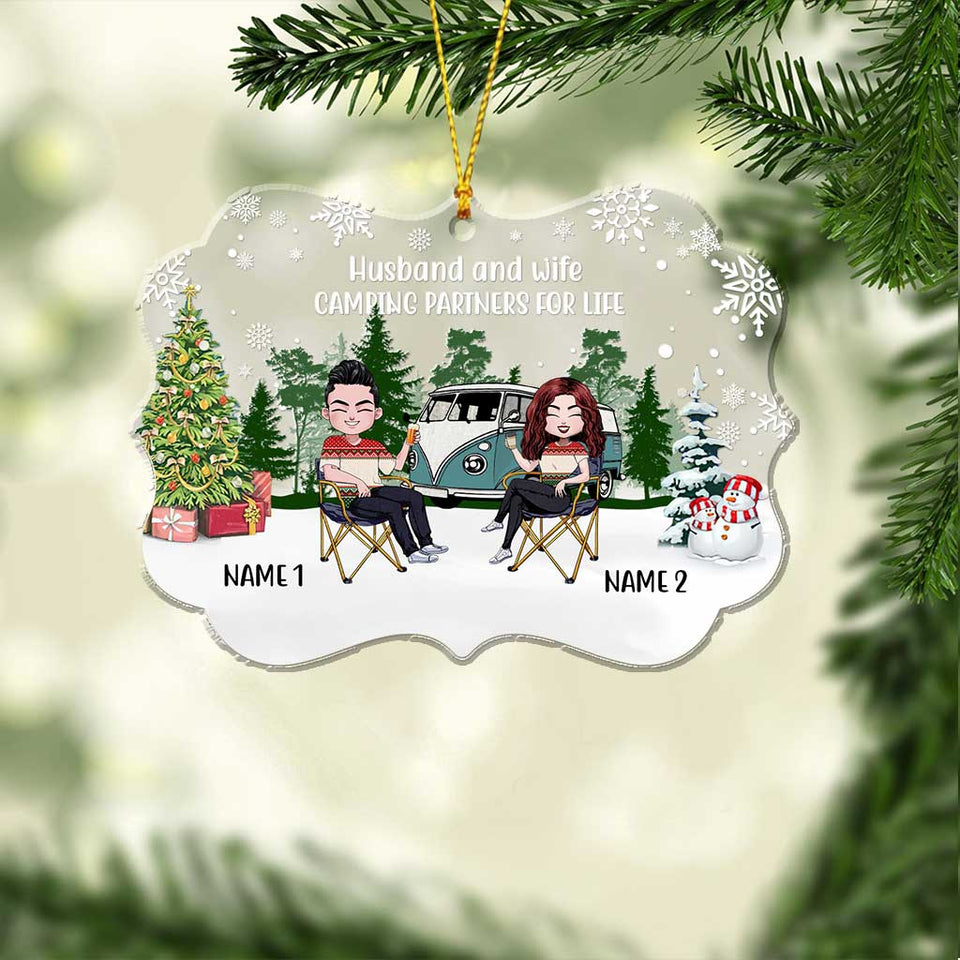 Camping Partners For Life - Personalized Christmas Camping Transparent Ornament
