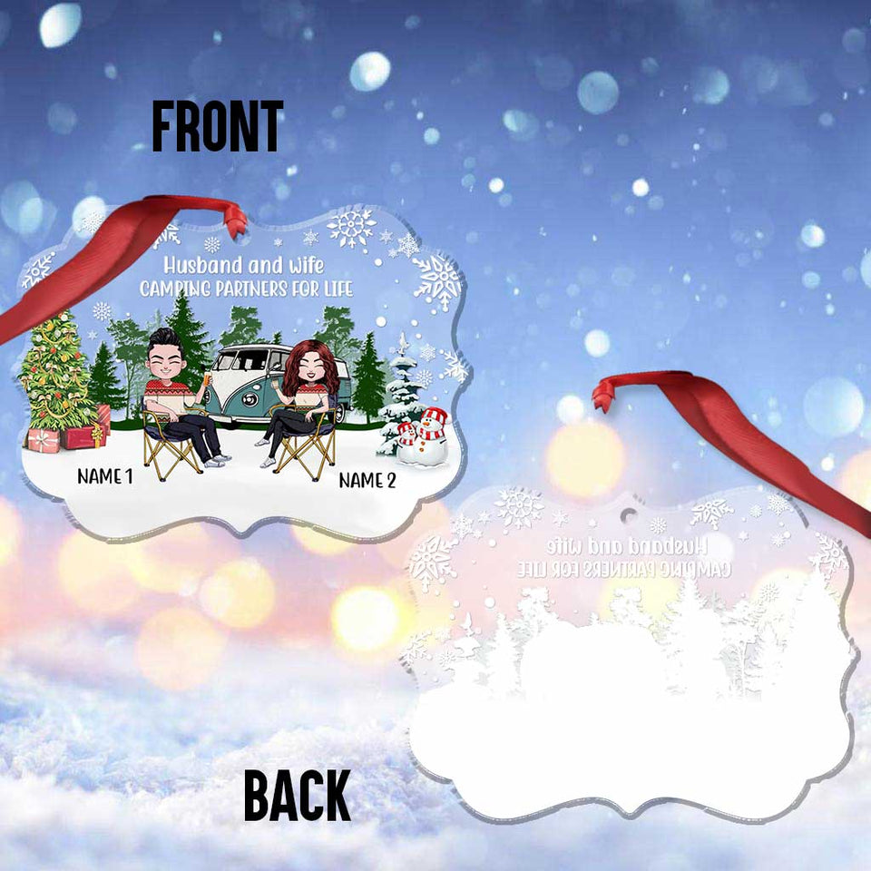 Camping Partners For Life - Personalized Christmas Camping Transparent Ornament
