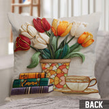 Books And Flowers - Personalized Book Throw Pillow