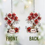 Flowers For Mom Grandma - Personalized Mother Transparent Car Ornament