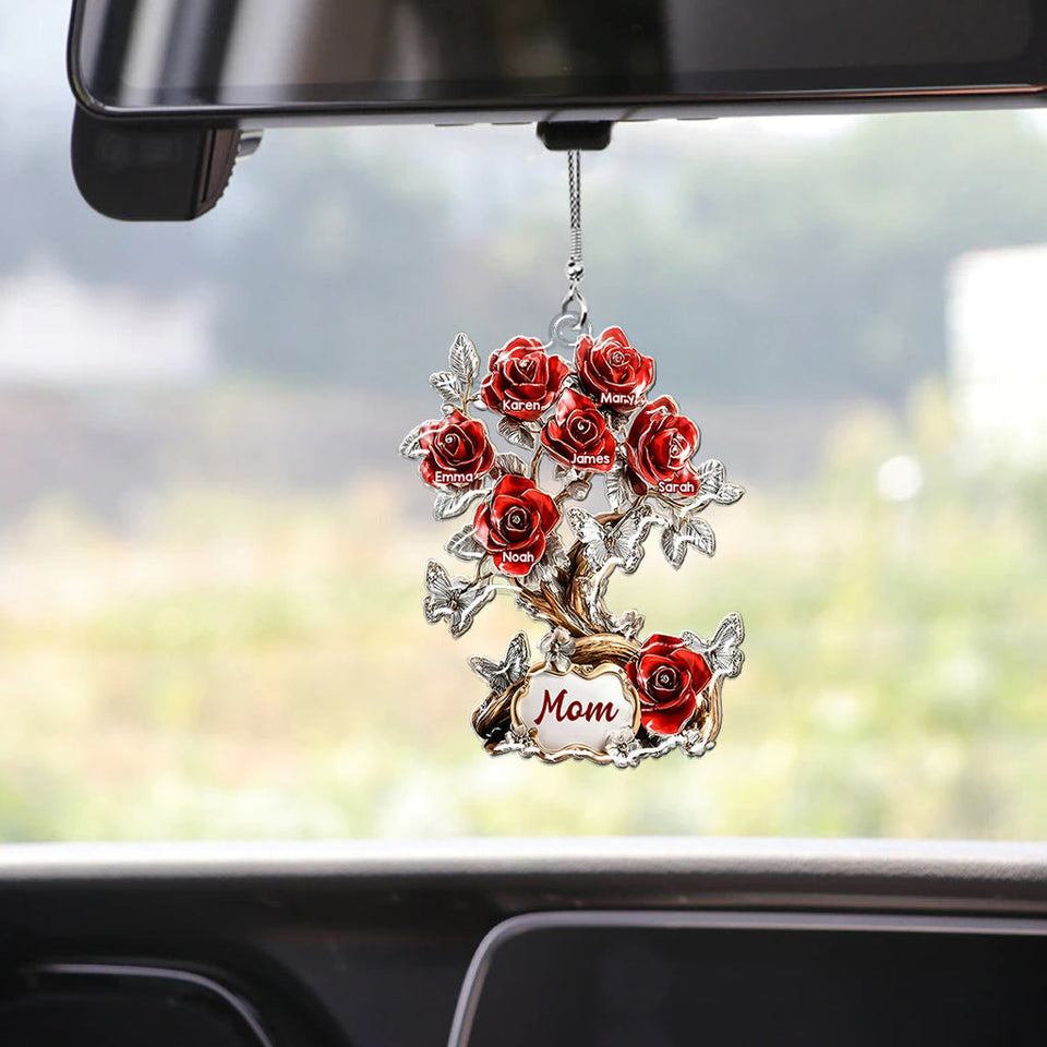 Flowers For Mom Grandma - Personalized Mother Transparent Car Ornament