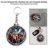 Ball With Snowy Cabin - Personalized Family Ornament