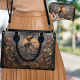 Beautiful Black Woman - Personalized African American Leather Handbag & Leather Long Wallet