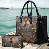 Beautiful Black Woman - Personalized African American Leather Handbag & Leather Long Wallet