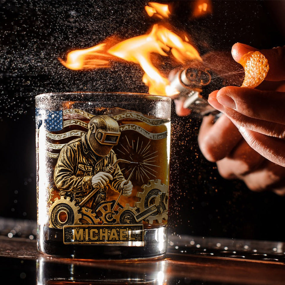 Strong Welders Drink Whiskey - Personalized Welder Whiskey Glass