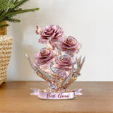 Beautiful Roses Gift For Mom, Grandma - Personalized Mother Custom Shaped Acrylic Plaque