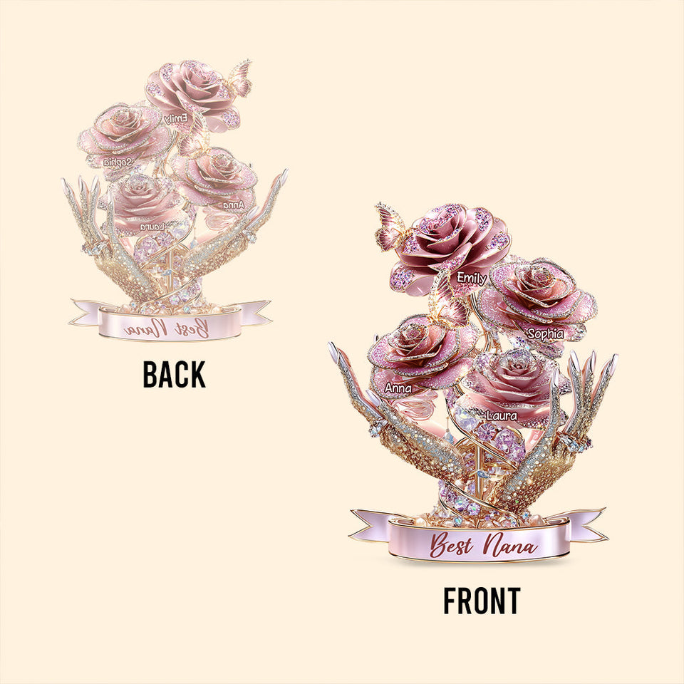 Beautiful Roses Gift For Mom, Grandma - Personalized Mother Custom Shaped Acrylic Plaque