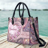 Grandma's Mom's Sweethearts - Personalized Grandma Leather Handbag