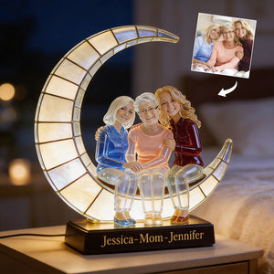 Crescent Moon Lamp - I Love You - Personalized Mother Acrylic LED Night Light