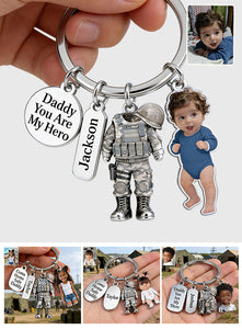 Come Home Safe Daddy - Personalized Veteran Premium Keychain With Charms