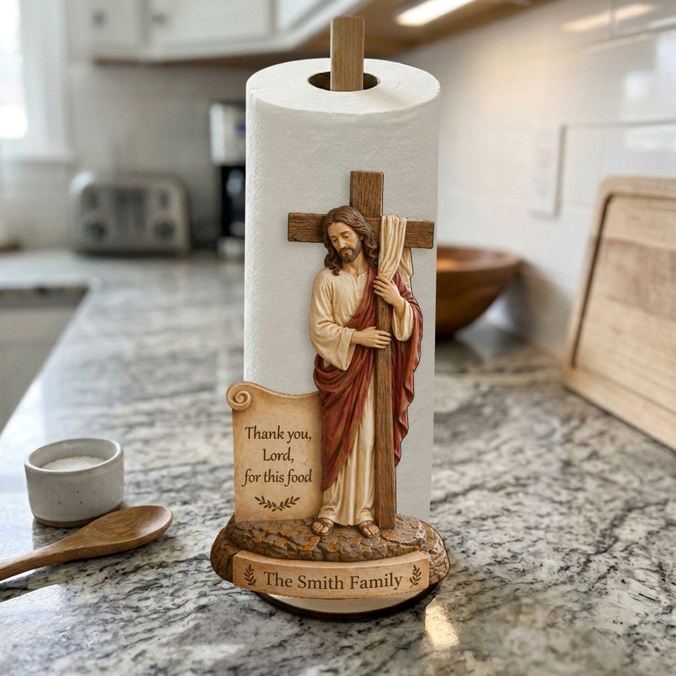 Thank You, Lord, For This Food - Personalized Christian Paper Towel Stand