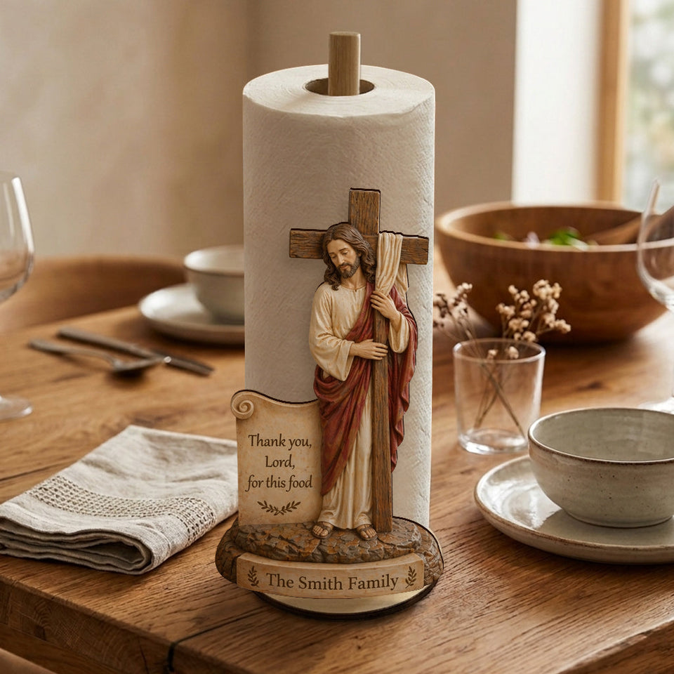 Thank You, Lord, For This Food - Personalized Christian Paper Towel Stand