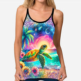 Sea Turtle Sunflower - Personalized Turtle Cross Tank Top and Leggings