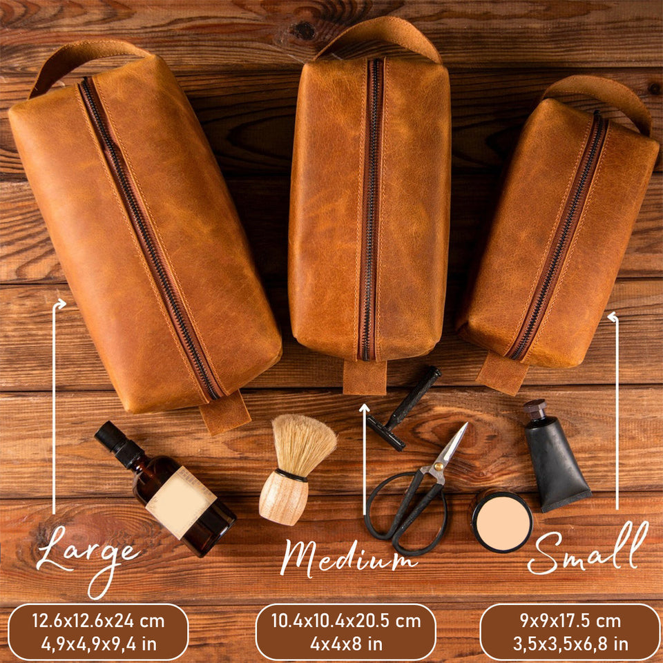 We Love You Dad - Personalized Father Leather Toiletry Bag