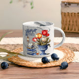 Nostalgic Tulips, Books, And Tea - Personalized Book Marble Mug