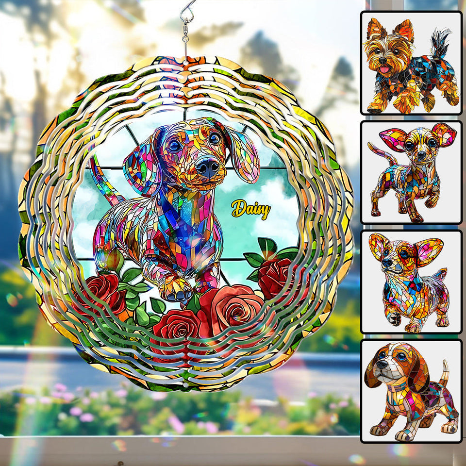 Love Dachshund - Personalized Dachshund Wind Spinner