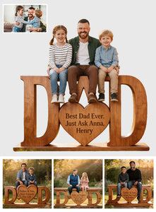 Best Dad Ever - Personalized Father Custom Shaped Wood Plaque