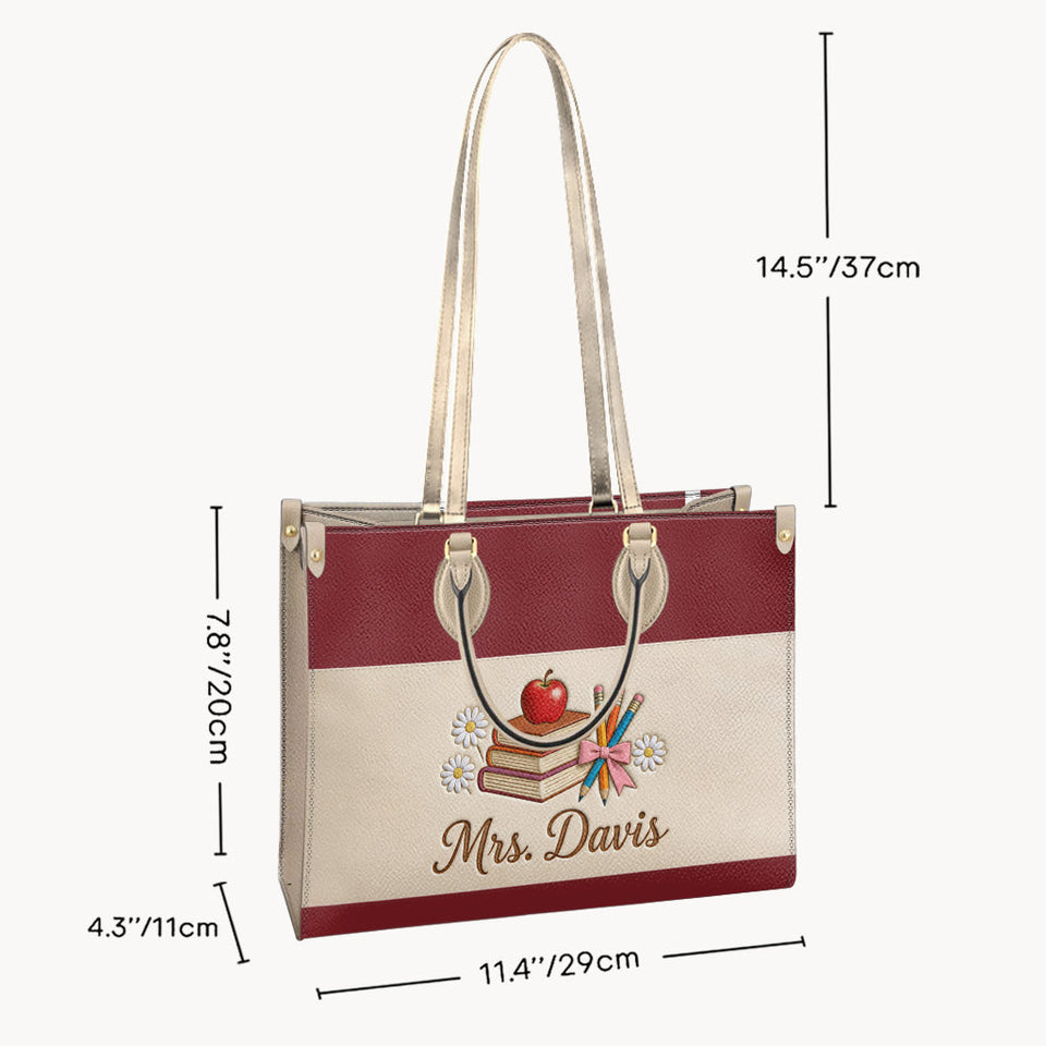 Teacher Gifts - Personalized Teacher Leather Handbag