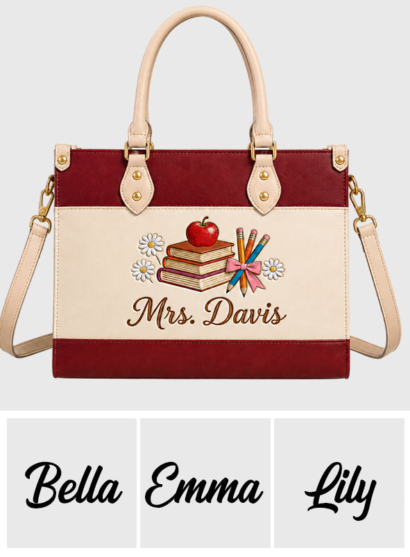 Teacher Gifts - Personalized Teacher Leather Handbag
