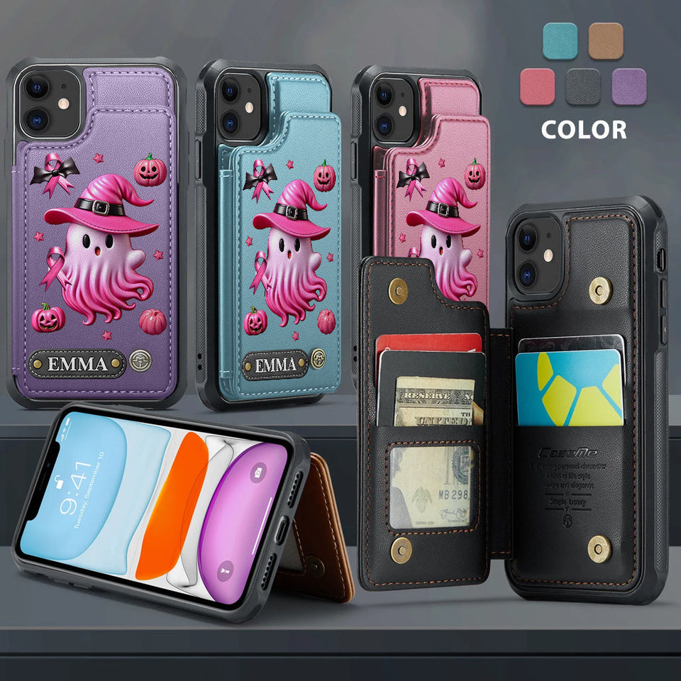 Pink Ghost - Personalized Breast Cancer Awareness Wallet Phone Case