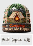Camping Makes Me Happy - Personalized Camping Beanie Hat