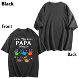 This Papa Belongs To Hands Prints - Personalized Grandpa Wash T-Shirt