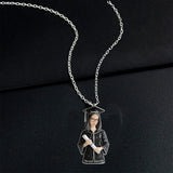 Grad 2026 - Personalized Graduation Shaped Metal Pendant Necklace