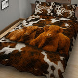 Highland Cow Farmer Gift - Personalized Highland Cow Quilt Set