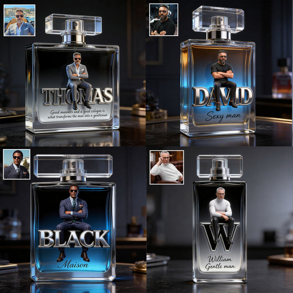 Cologne For Man - Any Photo, Any Title - Personalized Luxury Refillable Perfume Bottle