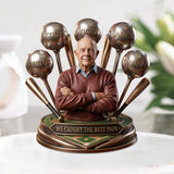 Custom Any Photo Caught The Best Dad/Papa - Personalized Baseball Custom Shaped Acrylic Plaque
