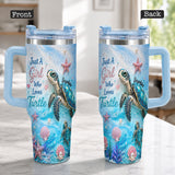 Love Turtle - Personalized Turtle Handle Tumbler With Charms