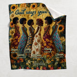 God Says You Are - Personalized African American Blanket