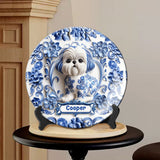 Assiette ronde en céramique personnalisée avec un adorable chien