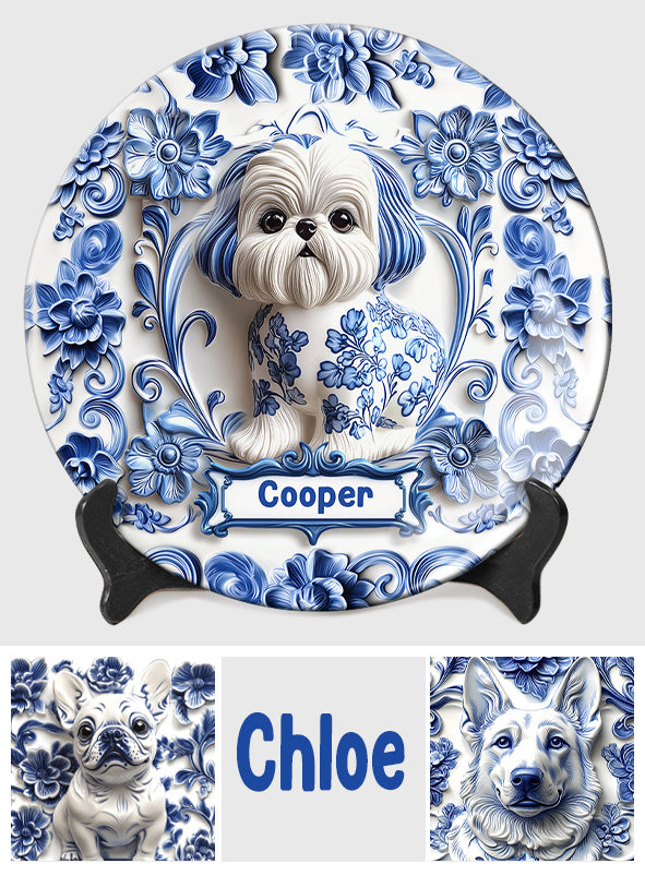 Assiette ronde en céramique personnalisée avec un adorable chien