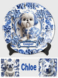 Assiette ronde en céramique personnalisée avec un adorable chien