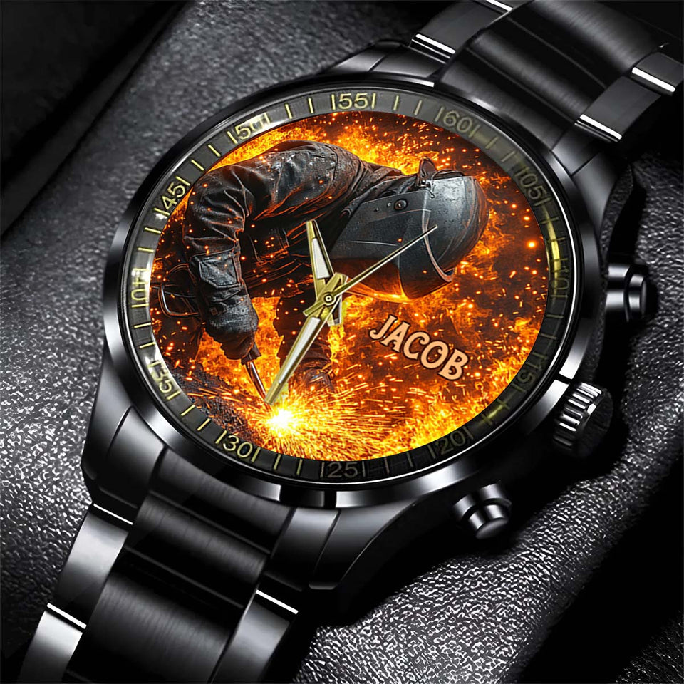 Gift For Welder Man - Personalized Welder Hand Watch