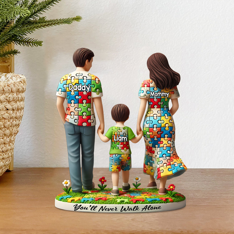 Tu ne marcheras jamais seul - Plaque acrylique personnalisée de sensibilisation à l'autisme