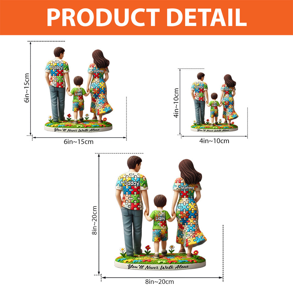 Tu ne marcheras jamais seul - Plaque acrylique personnalisée de sensibilisation à l'autisme