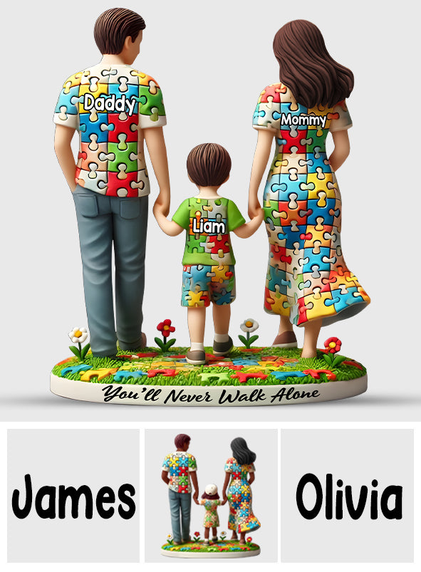 Tu ne marcheras jamais seul - Plaque acrylique personnalisée de sensibilisation à l'autisme