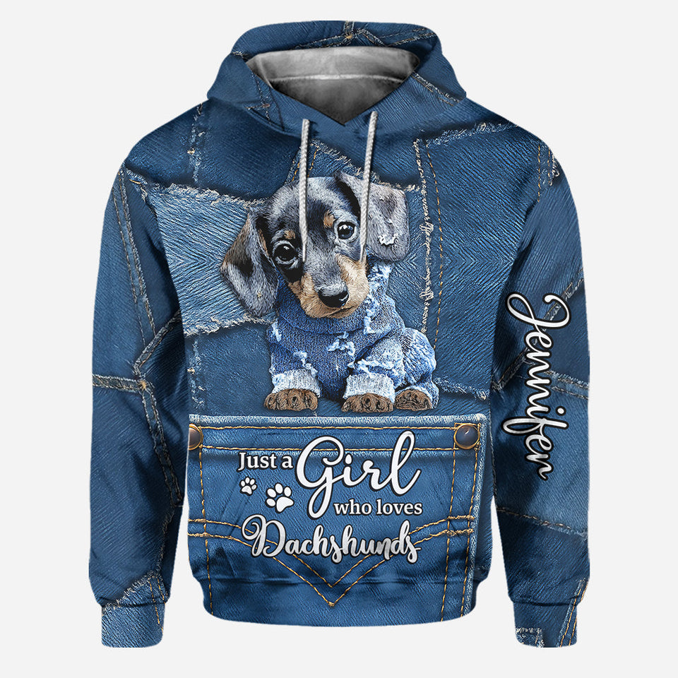 Just A Girl Who Loves Dachshund - Personalized Dachshund Hoodie and Leggings