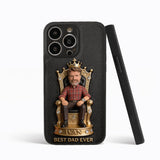 The King Dad - Personalized Father 3D Embossed Leather Phone Case