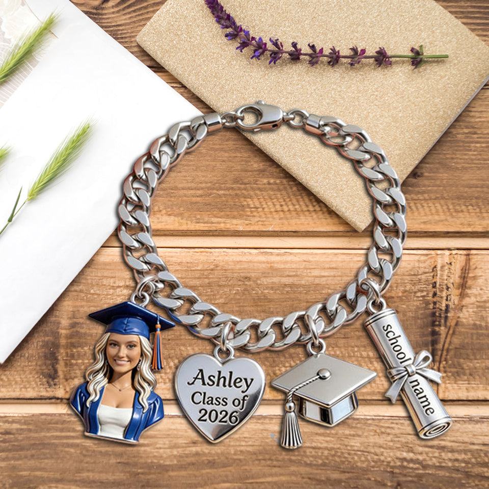 Class Of 2026 - Personalized Graduation Bracelet With Charms