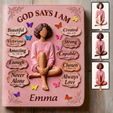 God Says You Are - Personalized African American Leather Journal